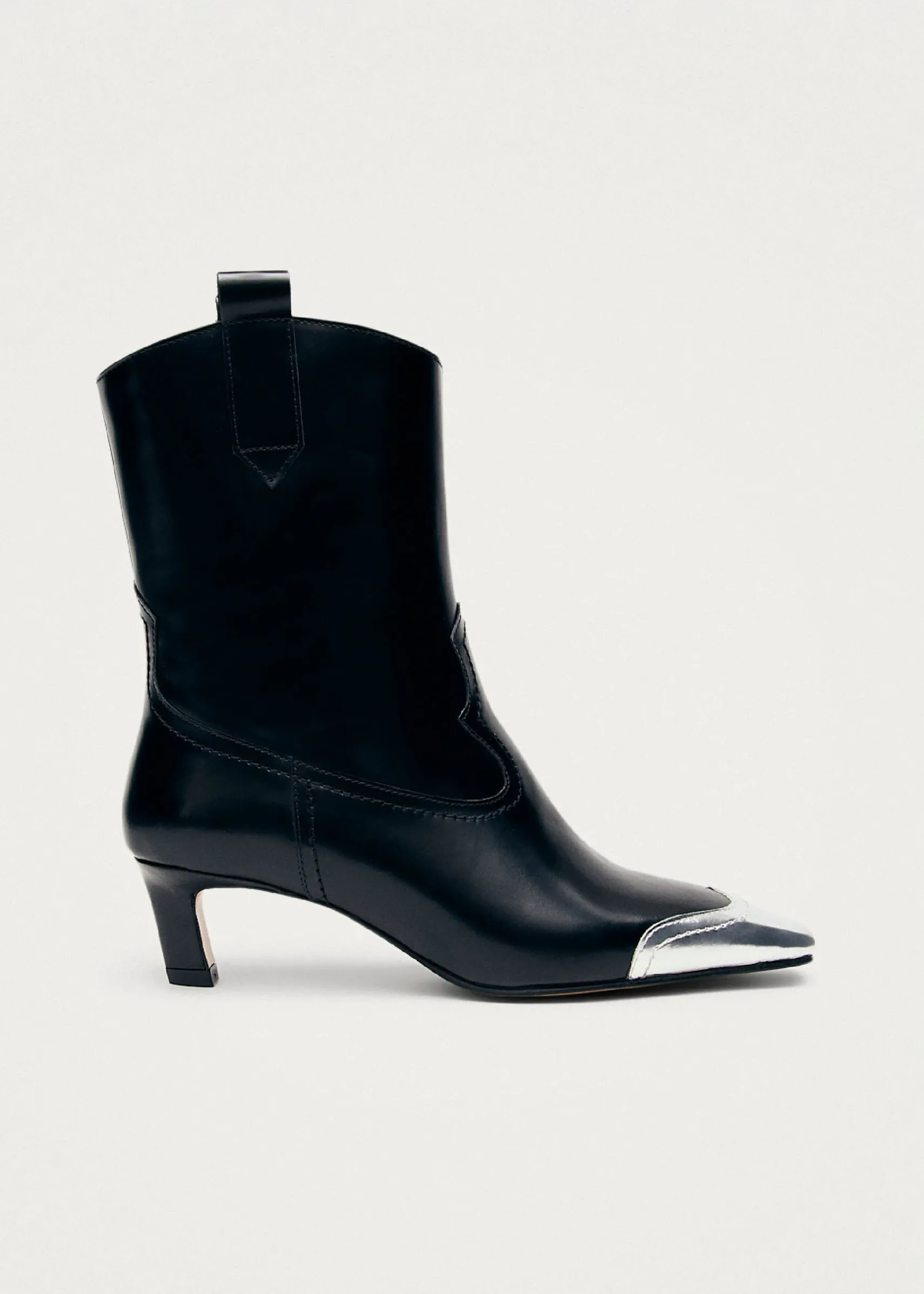 ALOHAS Hudson Shimmer Bicolor Black Silver Leather Ankle Boots