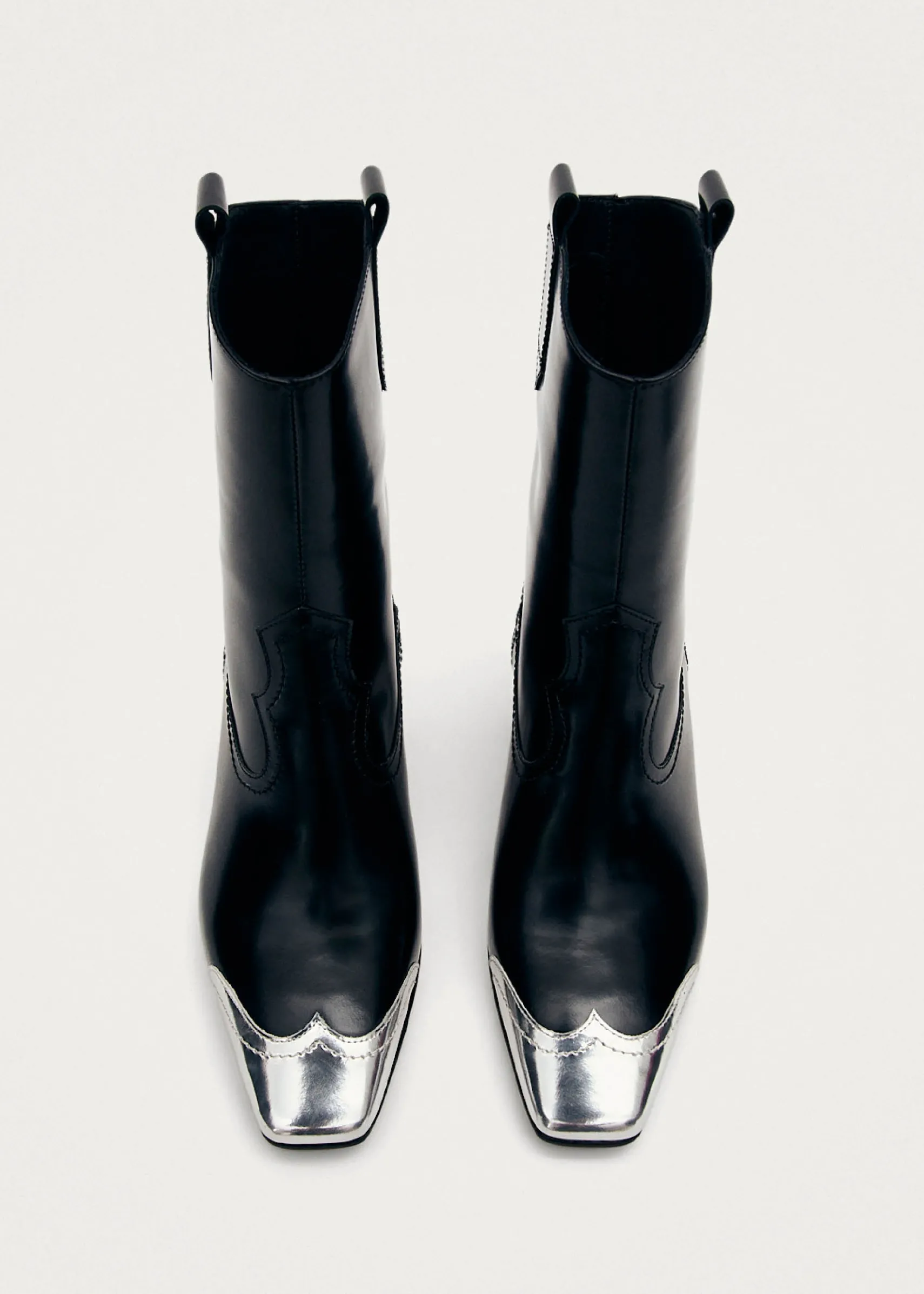 ALOHAS Hudson Shimmer Bicolor Black Silver Leather Ankle Boots