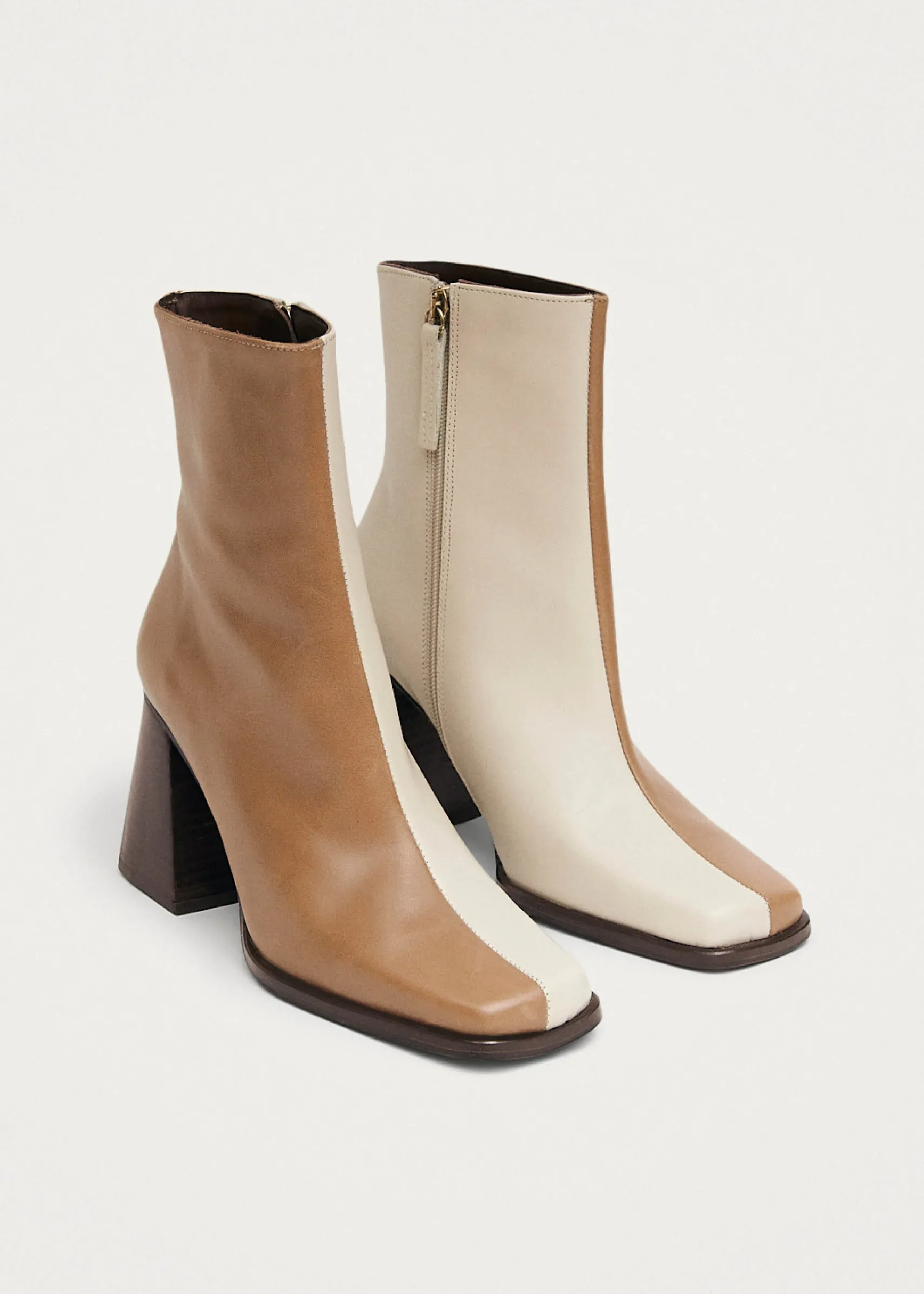 ALOHAS South Bicolor Camel Beige Leather Ankle Boots
