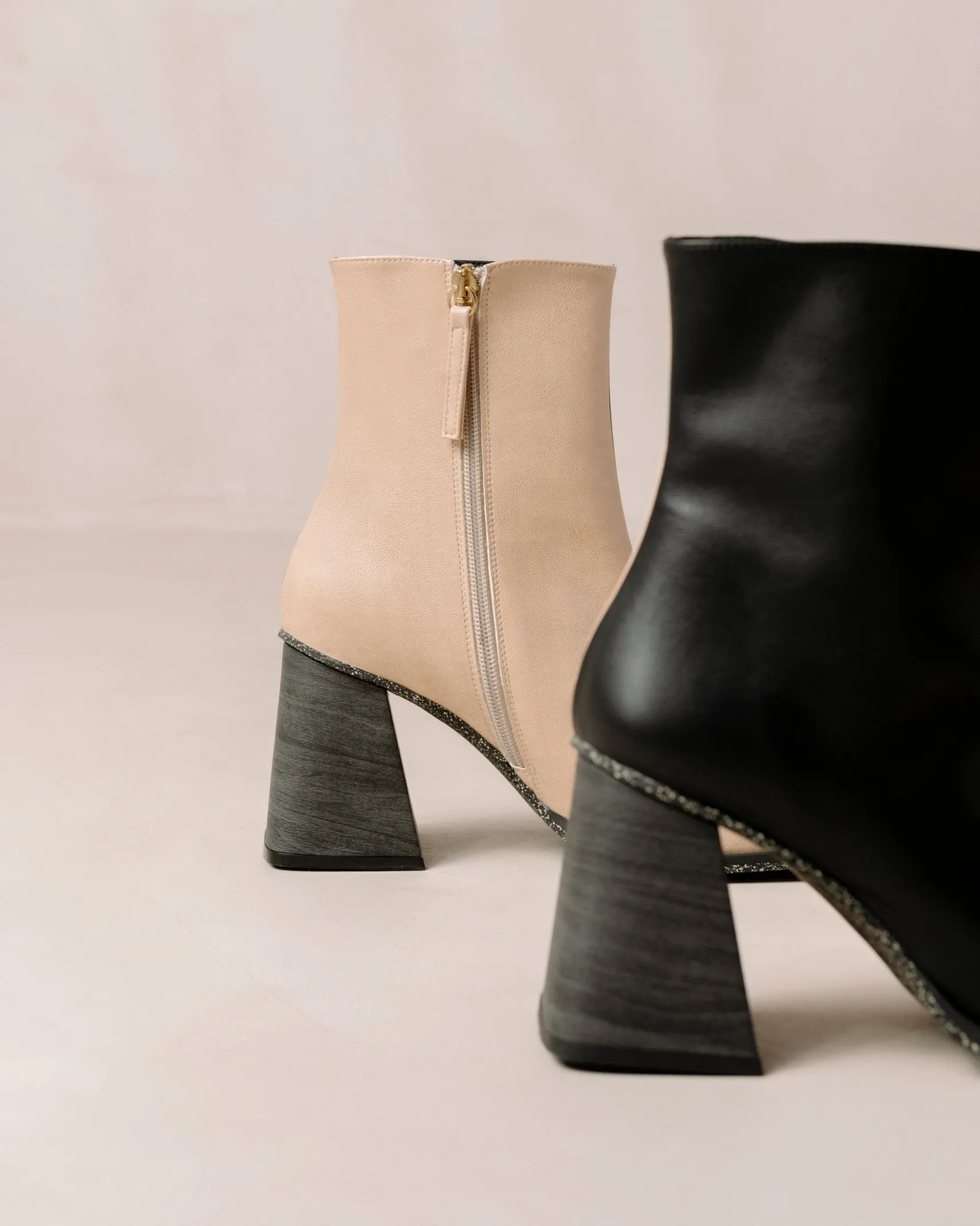ALOHAS South Bicolor Corn Stone Beige Black Vegan Leather Ankle Boots