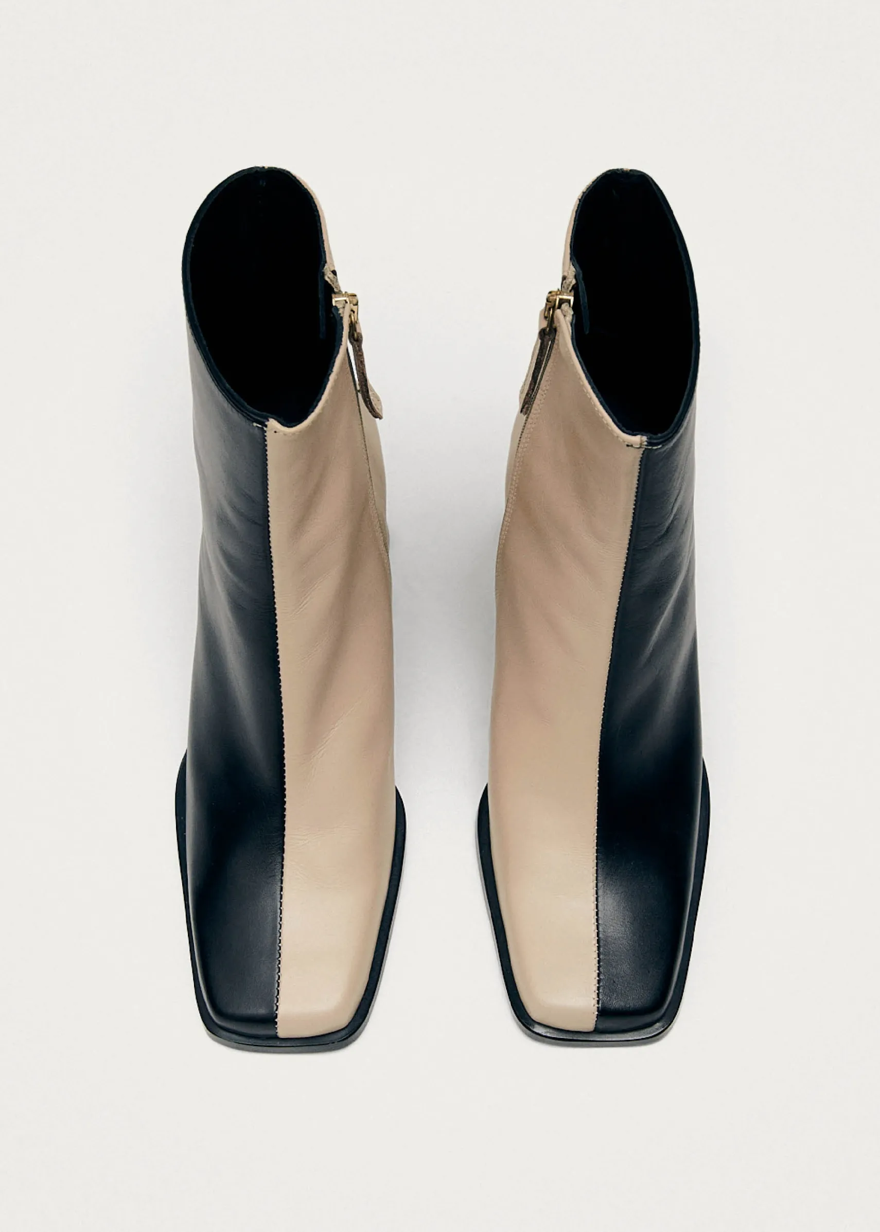 ALOHAS South Bicolor Stone Beige Black Leather Ankle Boots