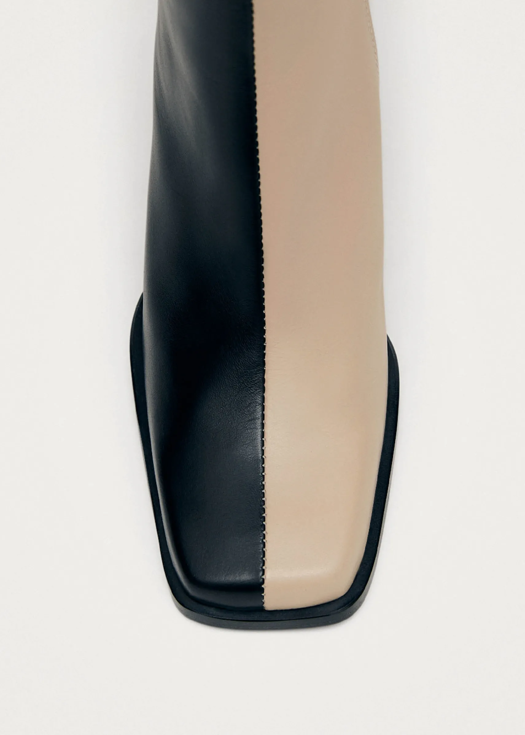 ALOHAS South Bicolor Stone Beige Black Leather Ankle Boots