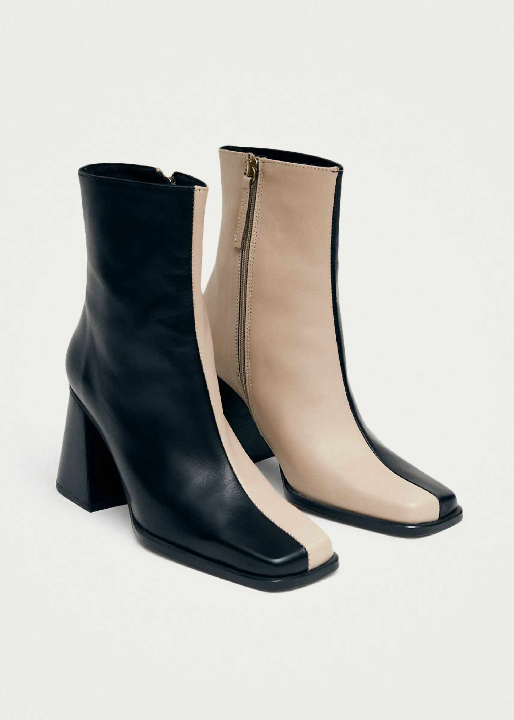 ALOHAS South Bicolor Stone Beige Black Leather Ankle Boots