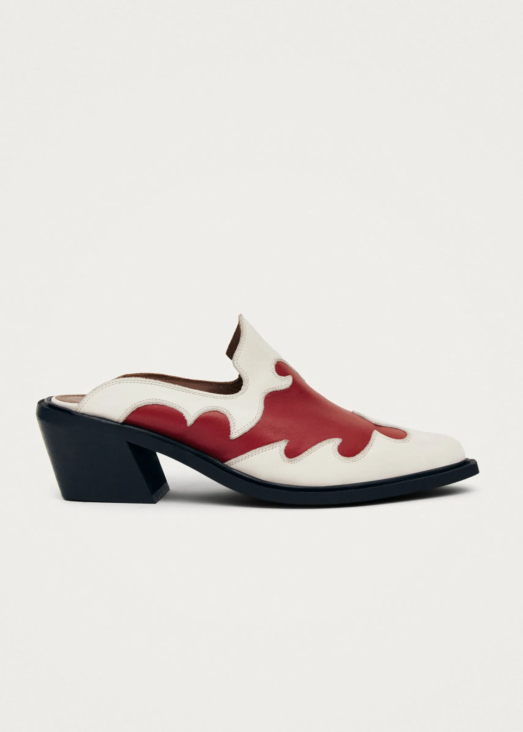 ALOHAS Weston Bicolor Cream Leather Mules